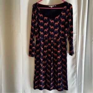 Boden Oh Deer Jersey Mini Dress Pink & Blue US10L